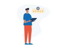 Customer Review Concept with Flat Character Illustration. User Feedback, Ratings, and Satisfaction Analysis. vector