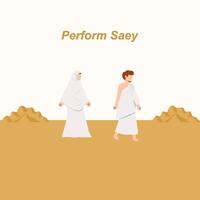 Muslim pilgrims perform Saey vector