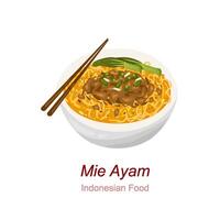 Indonesian Food Chicken Noodel or Mie Ayam vector