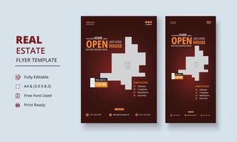 Open House Poster, Real Estate Flyer Template, House for sale poster vector