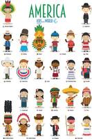 Kids and nationalities of the world . America vector