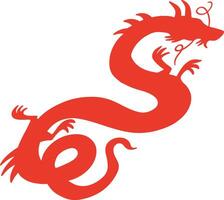 Red Chinese Dragon Silhouette with Flat Design and Shapes. Chinese Zodiac on 2024 Chinese New Year vector