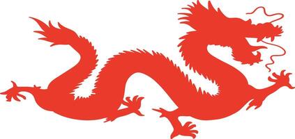 Red Chinese Dragon Silhouette with Flat Design and Shapes. Chinese Zodiac on 2024 Chinese New Year vector