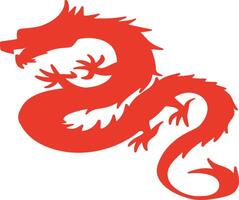 Red Chinese Dragon Silhouette with Flat Design and Shapes. Chinese Zodiac on 2024 Chinese New Year vector