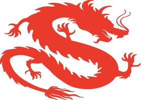 rojo chino continuar silueta con plano diseño y formas chino zodíaco en 2024 chino nuevo año vector