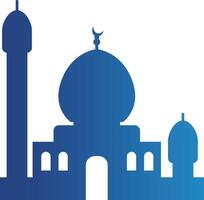 Islamic Mosque Silhouette with Gradient Color. Ramadan Kareem Mosque on White Background vector