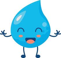 Cute Water Drop Character in Cartoon Design Style. Illustration on White Background vector