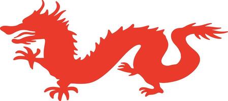 Red Chinese Dragon Silhouette with Flat Design and Shapes. Chinese Zodiac on 2024 Chinese New Year vector