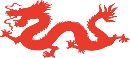 Red Chinese Dragon Silhouette with Flat Design and Shapes. Chinese Zodiac on 2024 Chinese New Year vector