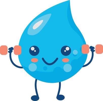 Cute Water Drop Character in Cartoon Design Style. Illustration on White Background