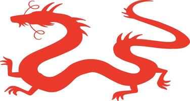 Red Chinese Dragon Silhouette with Flat Design and Shapes. Chinese Zodiac on 2024 Chinese New Year vector