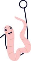 Earthworm Cartoon Character with Flat Design and Shapes vector