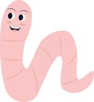 Earthworm Cartoon Character with Flat Design and Shapes vector