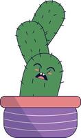 Kawaii Potted Cactus Illustration. Cute Cartoon Style. vector