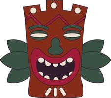 Ethnic Tiki God Mask in Cartoon Design. Isolated Illustration vector