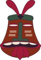 Ethnic Tiki God Mask in Cartoon Design. Isolated Illustration vector