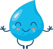 Cute Water Drop Character in Cartoon Design Style. Illustration on White Background vector