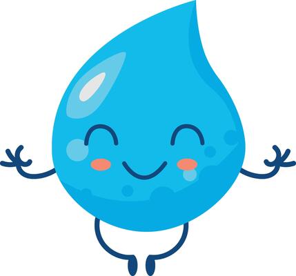Cute Water Drop Character in Cartoon Design Style. Illustration on White Background