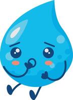 Cute Water Drop Character in Cartoon Design Style. Illustration on White Background vector