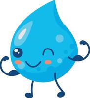 Cute Water Drop Character in Cartoon Design Style. Illustration on White Background vector