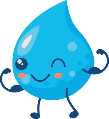 Cute Water Drop Character in Cartoon Design Style. Illustration on White Background
