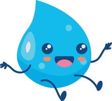 Cute Water Drop Character in Cartoon Design Style. Illustration on White Background vector