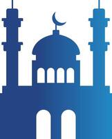 Islamic Mosque Silhouette with Gradient Color. Ramadan Kareem Mosque on White Background vector