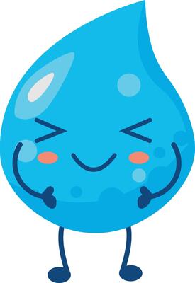 Cute Water Drop Character in Cartoon Design Style. Illustration on White Background