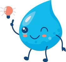 Cute Water Drop Character in Cartoon Design Style. Illustration on White Background vector