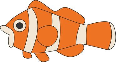 marina vida icono con plano dibujos animados diseño. Oceano animales en blanco antecedentes vector