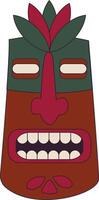 Ethnic Tiki God Mask in Cartoon Design. Isolated Illustration vector