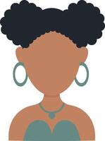 African Woman Avatar with Flat Face Design. Isolated on White Background vector