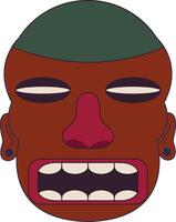 Ethnic Tiki God Mask in Cartoon Design. Isolated Illustration vector