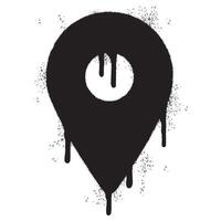 Spray Painted Graffiti Map pointer icon Sprayed isolated with a white background. graffiti GPS location symbol with over spray in black over white. vector