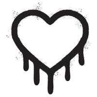 Spray Painted Graffiti melting heart icon Sprayed isolated with a white background. graffiti Bleeding heart icon with over spray in black over white. vector