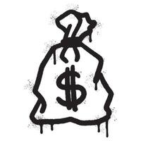 Spray Painted Graffiti Money Bag icon Sprayed isolated with a white background. vector