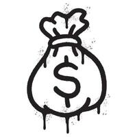 Spray Painted Graffiti Money Bag icon Sprayed isolated with a white background. vector