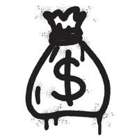 Spray Painted Graffiti Money Bag icon Sprayed isolated with a white background. vector