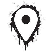 Spray Painted Graffiti Map pointer icon Sprayed isolated with a white background. graffiti GPS location symbol with over spray in black over white. vector