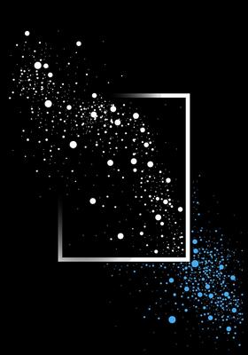 white frame with white and blue splattered background
