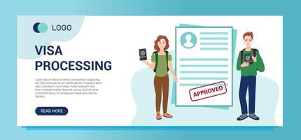 Visa processing banner template vector