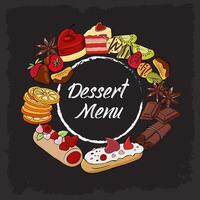 Dessert Menu on black background vector