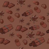 chocolate, canela y estrella anís textura patrón2 vector