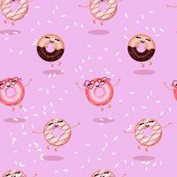 Funny donuts pink pattern background vector