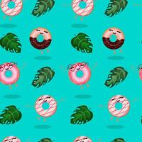 Funny donuts summer pattern background vector