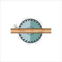 circular saw cuts wood. Woodwork color icon. vector