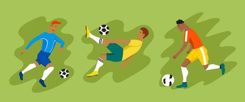 Football players in different poses. vector