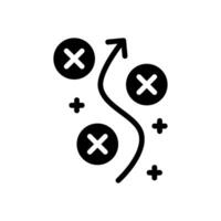 Adaptation icon with swerving arrow lines avoiding obstacles like a strategy vector