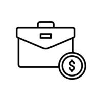 Briefcase icon with dollar coins for business vector