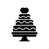 Boda tarta pastel icono con corazón en eso vector